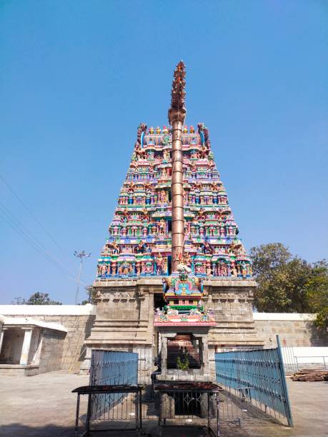 istock God Siva temple entrance with blue sky 2155399339