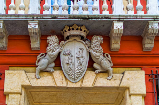 Genoa, Italy, April 28 2024: Palace in Via Garibaldi in downtown Genoa, Italy.