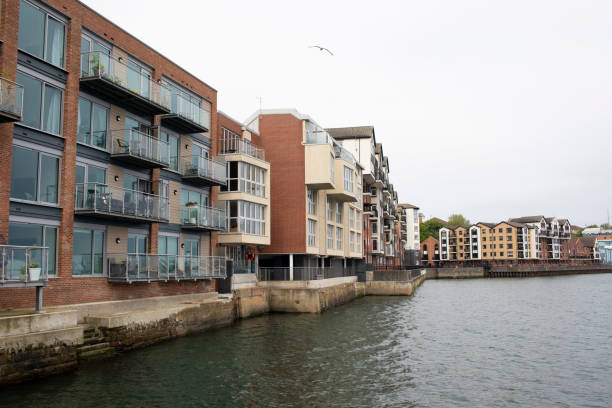 istock Modern riverside apartments by the water's edge 2155403968