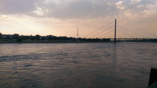 A beautiful sunset viewed from the Rhine River Promenade, Dusseldorf