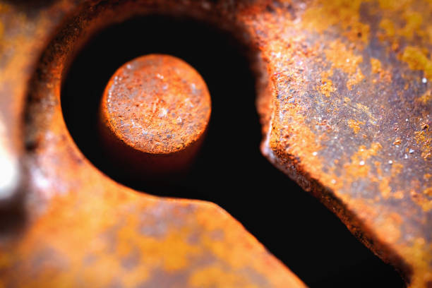 Old metal lock with keyhole. Concept of security, protection and private information.