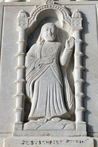 Jaipur, India, March 13th 2024: Jesus Christ: Hinduism is open to concepts of all religions. Figure at Birla Mandir Hindu temple in Jaipur.