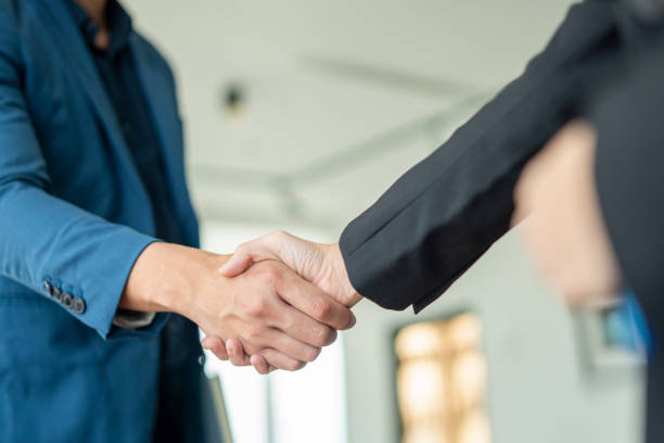 istock Agreement achieved, handshake of trust 2155415888