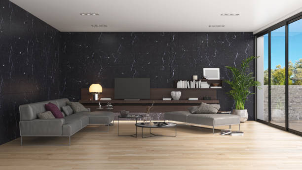 istock Large luxury modern bright interiors Living room mockup illustration 3D rendering image 2155417010
