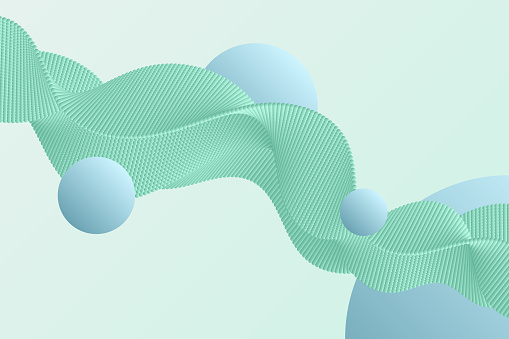 Turquoise Particles Turquoise Volume Particles Wave Background With Gradient Spheres Stock ...