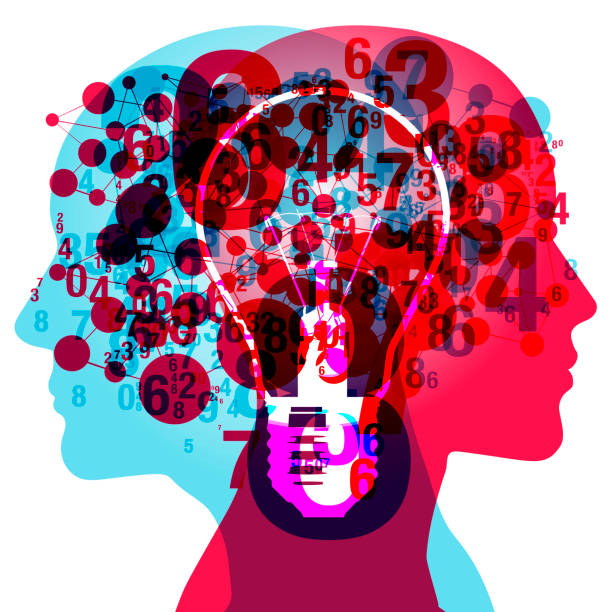 istock A moment of clarity - two profiles intertwined by a bright idea, embracing a network of numerical possibilities 2155420511