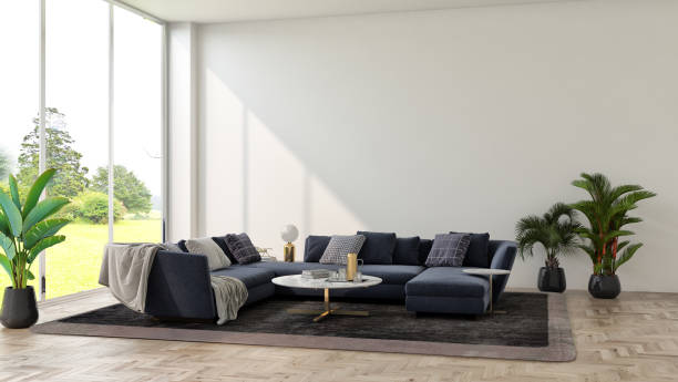 istock Large luxury modern bright interiors Living room mockup illustration 3D rendering image 2155421558