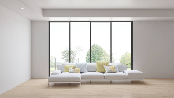 istock Large luxury modern bright interiors Living room mockup illustration 3D rendering image 2155421670