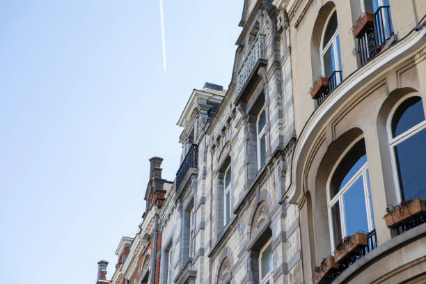 facade of beautiful houses in the center of the French city of Lille; Lille, France
