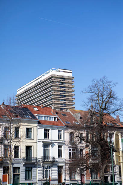 istock Old and modern apartment buildings in Brussels 2155424535