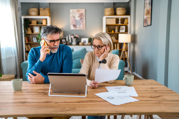 istock Mature couple frustrated about finance problems 2155428373