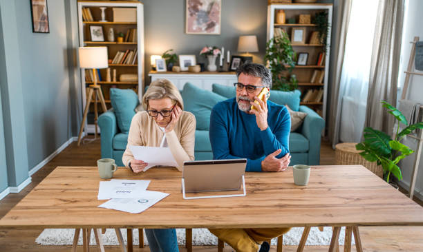 istock Mature couple frustrated about finance problems 2155428649