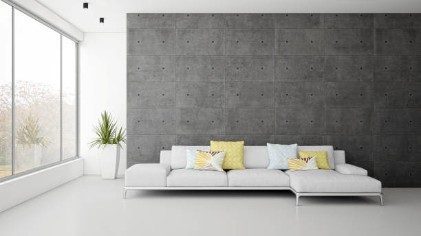 istock Large luxury modern bright interiors Living room mockup illustration 3D rendering image 2155429579