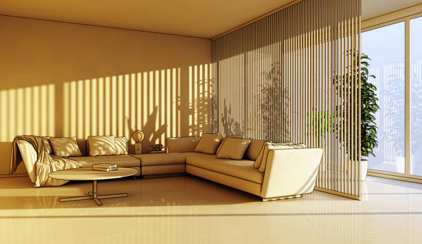 istock Large luxury modern bright interiors Living room mockup illustration 3D rendering image 2155429716