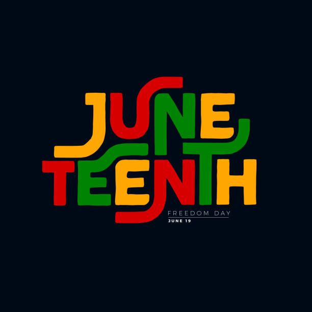 Juneteenth Freedom Day Design. African American June 19 Independence Day. Annual American Emancipation Holiday Vector Illustration with Colorful Typography Lettering and Dark Background for Banner, Flyer, Invitation, Brochure, Poster or Greeting Card. Juneteenth Freedom Day Design. African American June 19 Independence Day. Annual American Emancipation Holiday Vector Illustration with Colorful Typography Lettering and Dark Background for Banner, Flyer, Invitation, Brochure, Poster or Greeting Card juneteenth stock illustrations