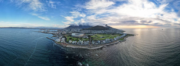 istock Aerial shot over Cape Town towards Table Mountain 2155431516