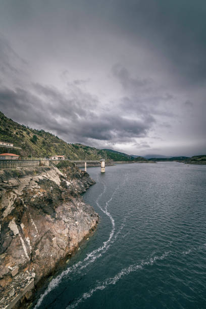 Wall of the Atazar dam and reservoir of the same name. Atazar (Madrid).