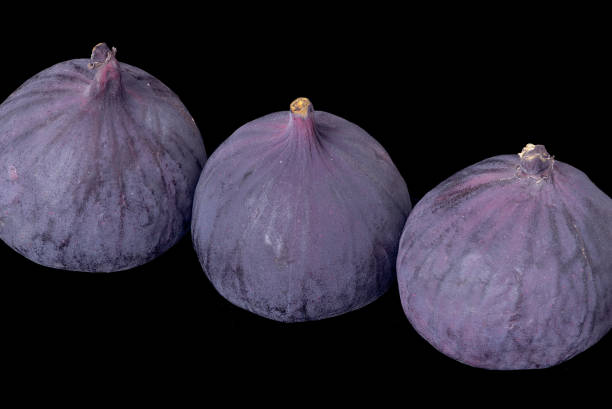 Fig fruits lie on a black background