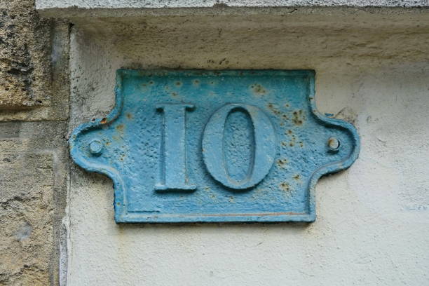 istock Old iron sign with number 10. 2155438337