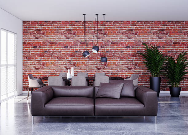 istock Large luxury modern bright interiors Living room mockup illustration 3D rendering image 2155438598