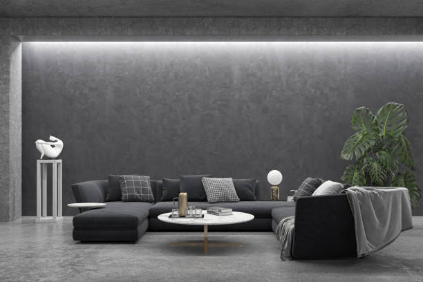 istock Large luxury modern bright interiors Living room mockup illustration 3D rendering image 2155438640