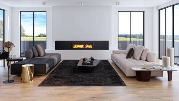 istock Large luxury modern bright interiors Living room mockup illustration 3D rendering image 2155439742