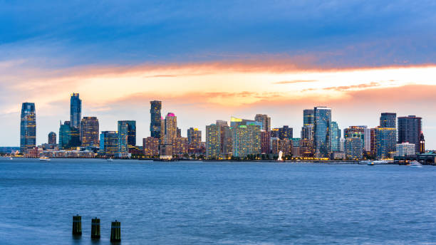 istock Jersey City panorama at dusk 2155441298