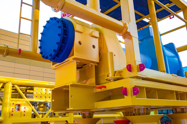 istock Gas production and processing. Gas supply through pipes. Yellow and blue pipes. Gas distribution station. Energy. Production of fuel processing. Chemical production. Equipment for manufacture. 2155444792