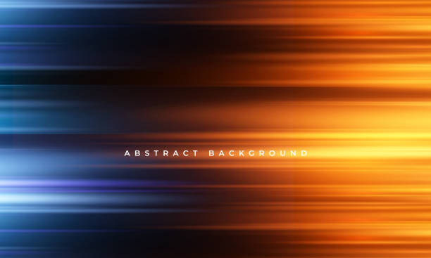 illustrations, cliparts, dessins animés et icônes de fond abstrait moderne bleu et orange avec mouvement lumineux jaune et bleu et effet de lumière à grande vitesse. - activité avec mouvement