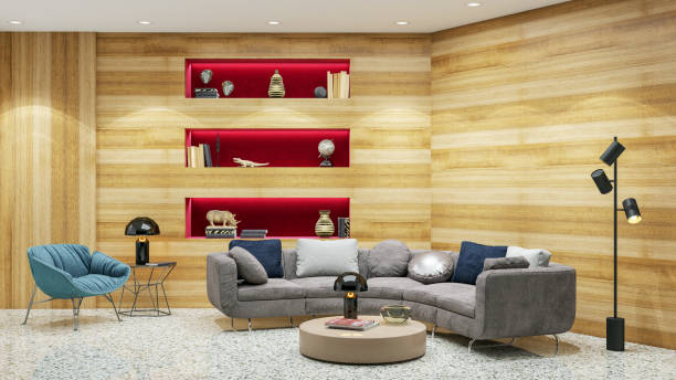 istock Large luxury modern bright interiors Living room mockup illustration 3D rendering image 2155449447