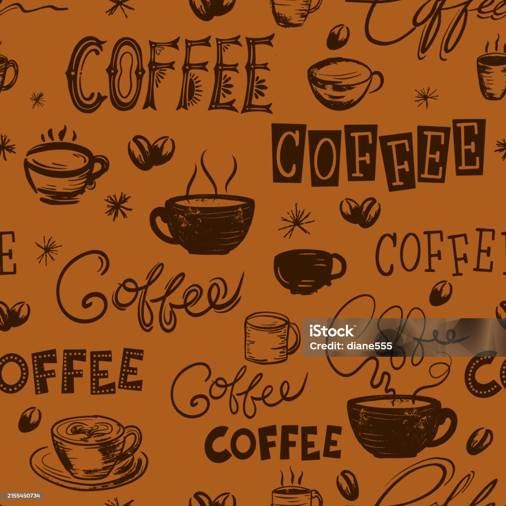 Background Coffee Code Doodled Coffee Seamless Background Pattern Stock Illustration ...