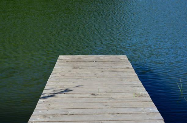 Empty Wooden Planks with Blur Beach on Background