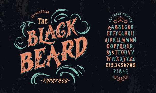 kuvapankkikuvitukset aiheesta font blackbeard. vintage typeface design - merirosvo