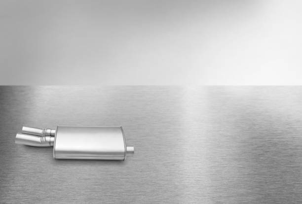 istock Car Exhaust Pipe on a metal countertop background 2155455957