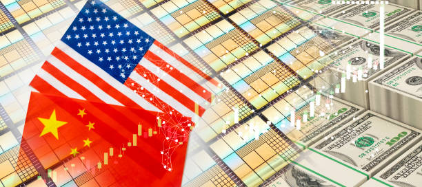 istock IT semiconductor technology trade of major countries Trade cooperation in electronic industry products, 3d rendering 2155456733