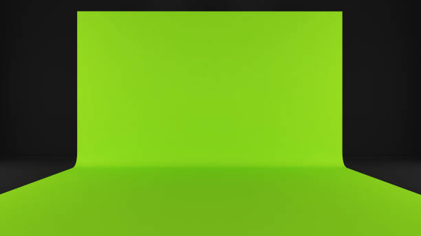 istock Green stand on a black background,mock up podium for product presentation,3D rendering 2155457579