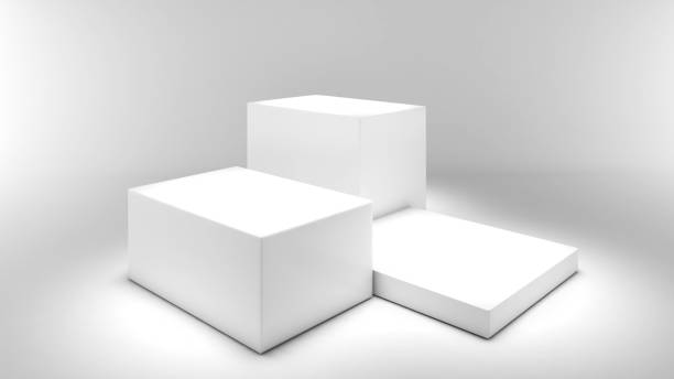 istock White stand on a white background,mock up podium for product presentation,3D rendering 2155457609