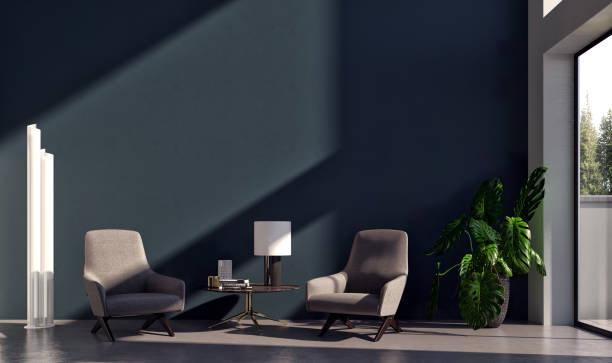 istock Large luxury modern bright interiors Living room mockup illustration 3D rendering image 2155459862