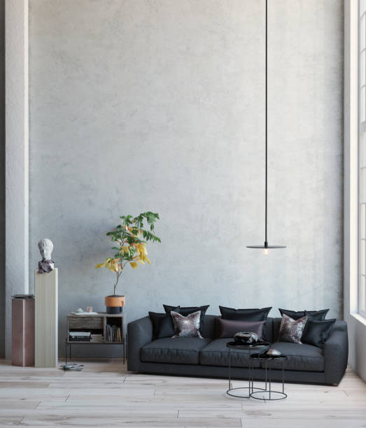 istock Large luxury modern minimal bright interiors room mockup illustration 3D rendering 2155462609