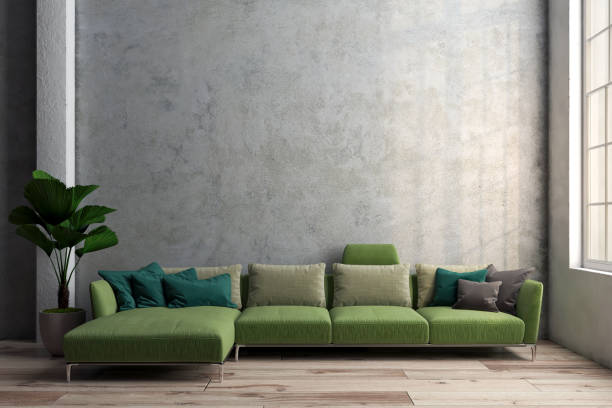 istock Large luxury modern minimal bright interiors room mockup illustration 3D rendering 2155462651