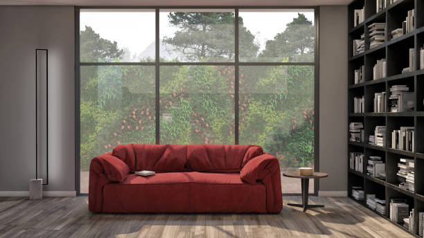 istock Large luxury modern minimal bright interiors room mockup illustration 3D rendering 2155462660