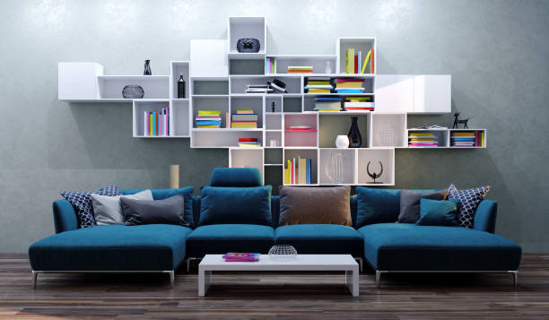 istock Large luxury modern minimal bright interiors room mockup illustration 3D rendering 2155462746