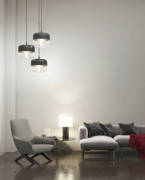 istock Large luxury modern minimal bright interiors room mockup illustration 3D rendering 2155462951
