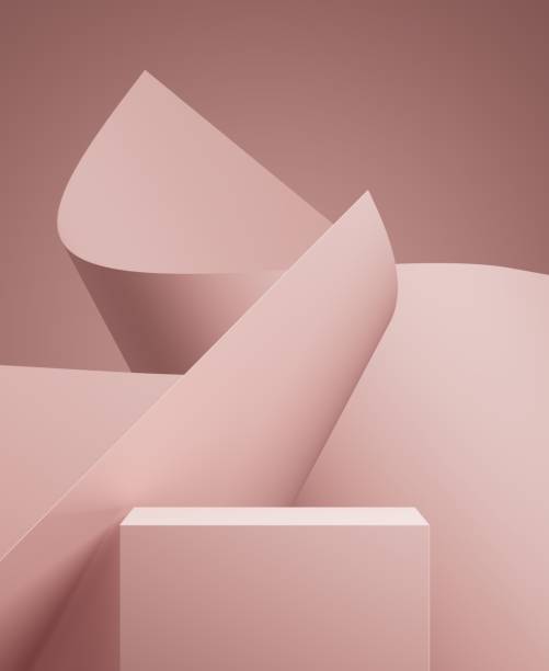 istock Pink origami stage podium presentation product background 2155463002