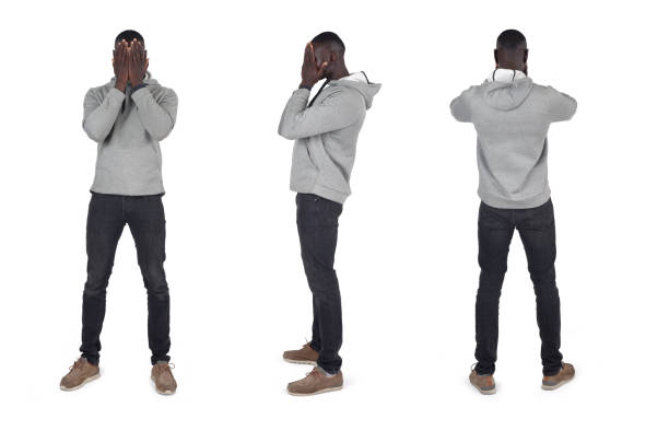 istock various poses of the same man on white background 2155465784