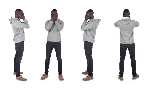 istock various poses of the same man on white background 2155465804