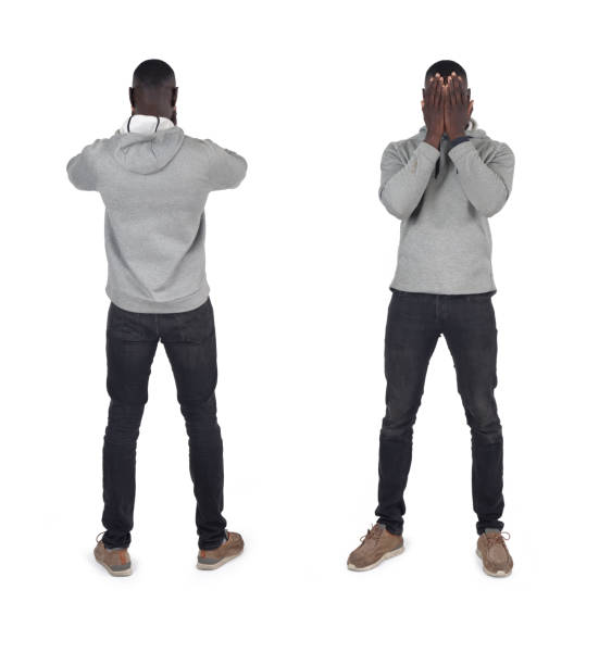 istock various poses of the same man on white background 2155465826