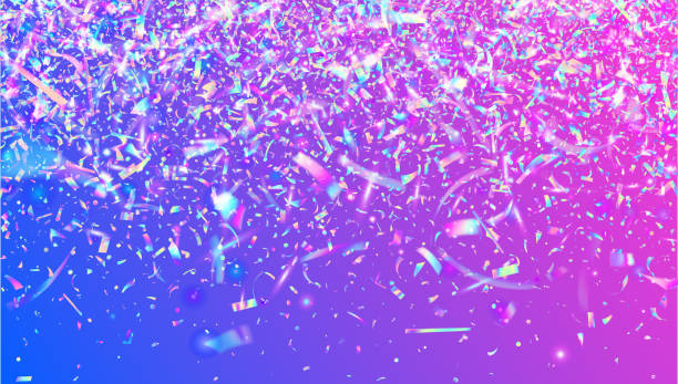 istock Party Sparkle. Neon Glitter. 3d Surprise Backdrop. Holographic Effect. Modern Design. Purple Laser Tinsel. Happy Texture. Digital Dust. Blue Party Sparkle 2155470801