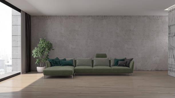 istock Large luxury modern bright interiors Living room mockup illustration 3D rendering image 2155471232