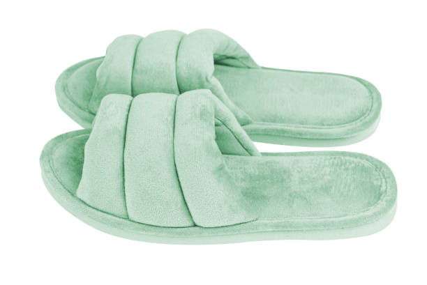 istock Pair of soft slippers on white background 2155472156